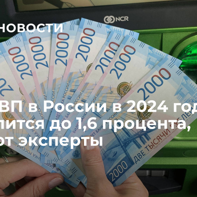 Рост ВВП в России в 2024 году замедлится до 1,6 процента, считают эксперты