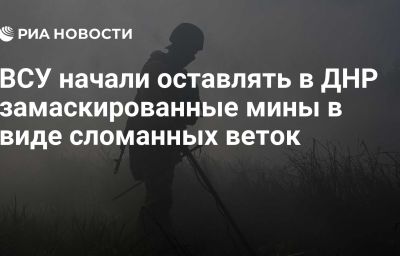 ВСУ начали оставлять в ДНР замаскированные мины в виде сломанных веток