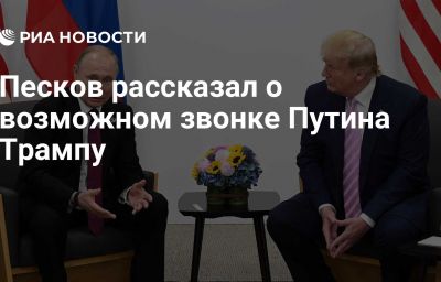 Песков рассказал о возможном звонке Путина Трампу