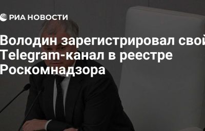 Володин зарегистрировал свой Telegram-канал в реестре Роскомнадзора