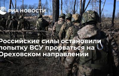 Российские силы остановили попытку ВСУ прорваться на Ореховском направлении