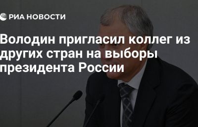 Володин пригласил коллег из других стран на выборы президента России