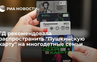 ГД рекомендовала распространить "Пушкинскую карту" на многодетные семьи