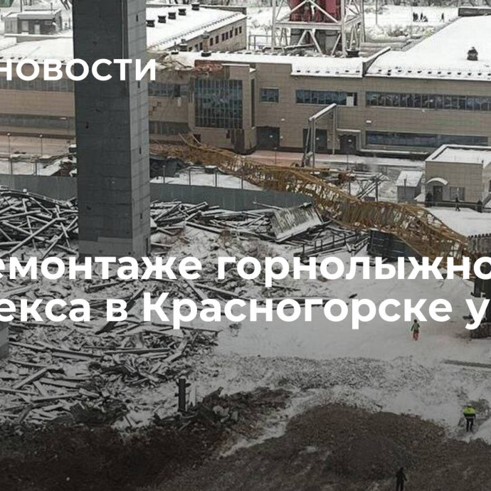 При демонтаже горнолыжного комплекса в Красногорске упал кран