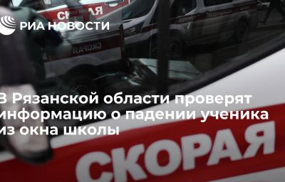 В Рязанской области проверят информацию о падении ученика из окна школы