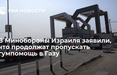 В Минобороны Израиля заявили, что продолжат пропускать гумпомощь в Газу