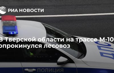 В Тверской области на трассе М-10 опрокинулся лесовоз