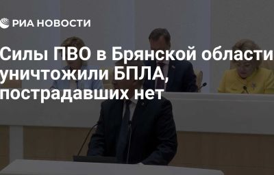 Силы ПВО в Брянской области уничтожили БПЛА, пострадавших нет