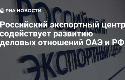 Российский экспортный центр содействует развитию деловых отношений ОАЭ и РФ