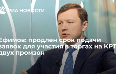 Ефимов: продлен срок подачи заявок для участия в торгах на КРТ двух промзон