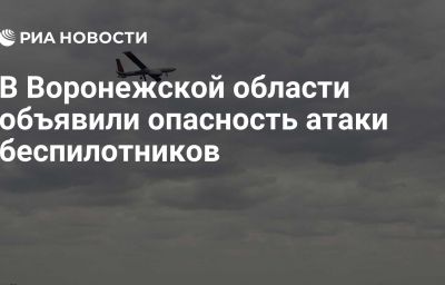 В Воронежской области объявили опасность атаки беспилотников