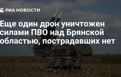 Еще один дрон уничтожен силами ПВО над Брянской областью, пострадавших нет