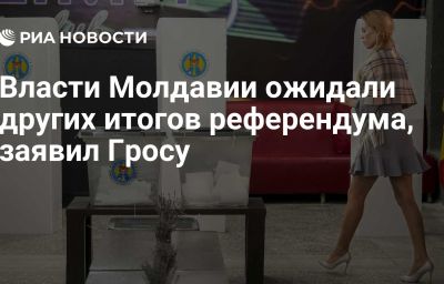 Власти Молдавии ожидали других итогов референдума, заявил Гросу