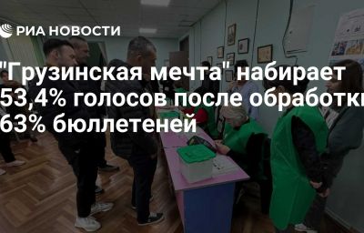 "Грузинская мечта" набирает 53,4% голосов после обработки 63% бюллетеней