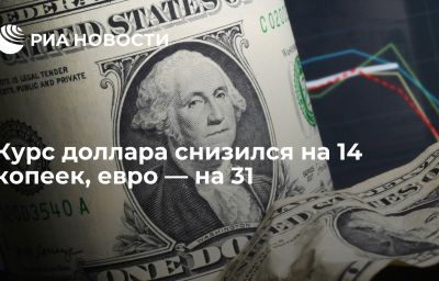 Курс доллара снизился на 14 копеек, евро — на 31