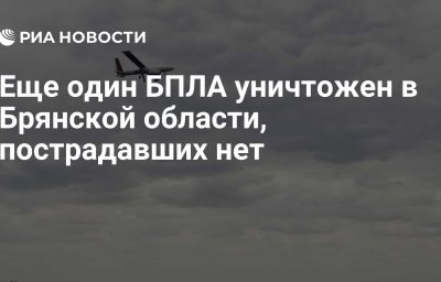 Еще один БПЛА уничтожен в Брянской области, пострадавших нет