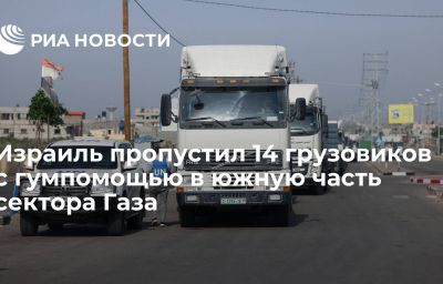 Израиль пропустил 14 грузовиков с гумпомощью в южную часть сектора Газа