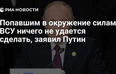 Попавшим в окружение силам ВСУ ничего не удается сделать, заявил Путин