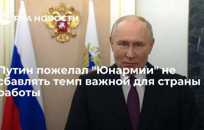 Путин пожелал "Юнармии" не сбавлять темп важной для страны работы