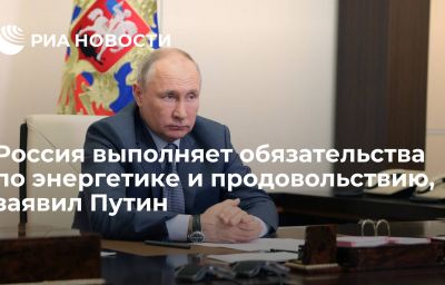 Россия выполняет обязательства по энергетике и продовольствию, заявил Путин