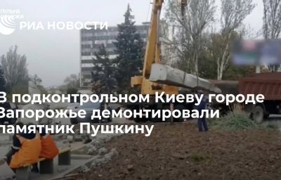 В подконтрольном Киеву городе Запорожье демонтировали памятник Пушкину