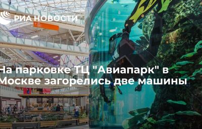 На парковке ТЦ "Авиапарк" в Москве загорелись две машины