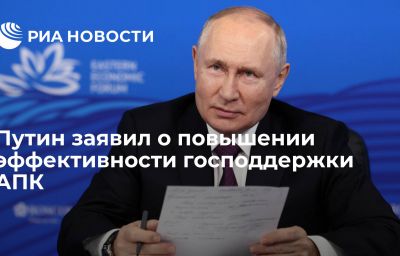 Путин заявил о повышении эффективности господдержки АПК