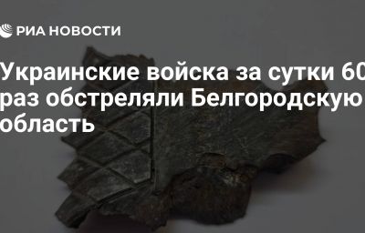 Украинские войска за сутки 60 раз обстреляли Белгородскую область