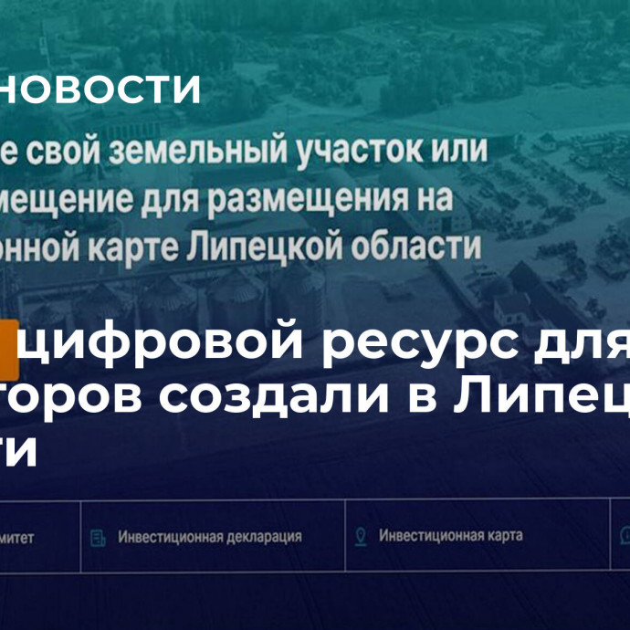 Новый цифровой ресурс для инвесторов создали в Липецкой области