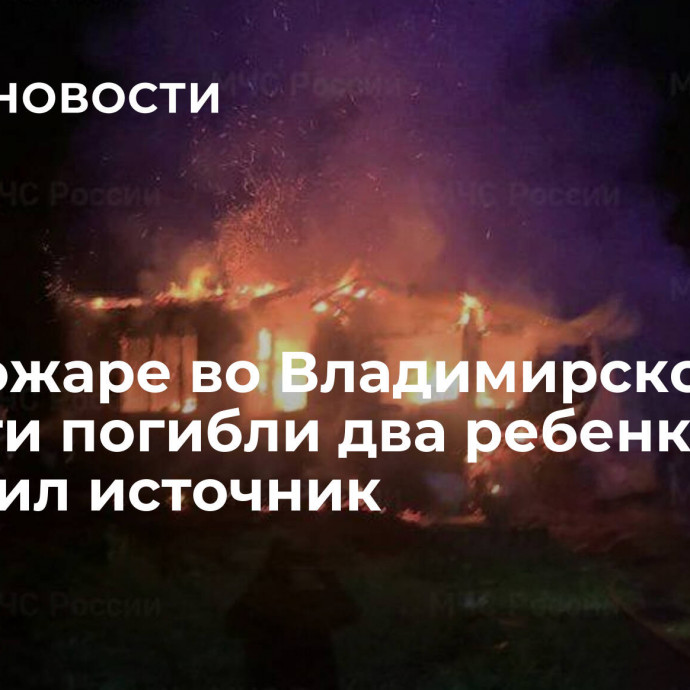 При пожаре во Владимирской области погибли два ребенка, сообщил источник