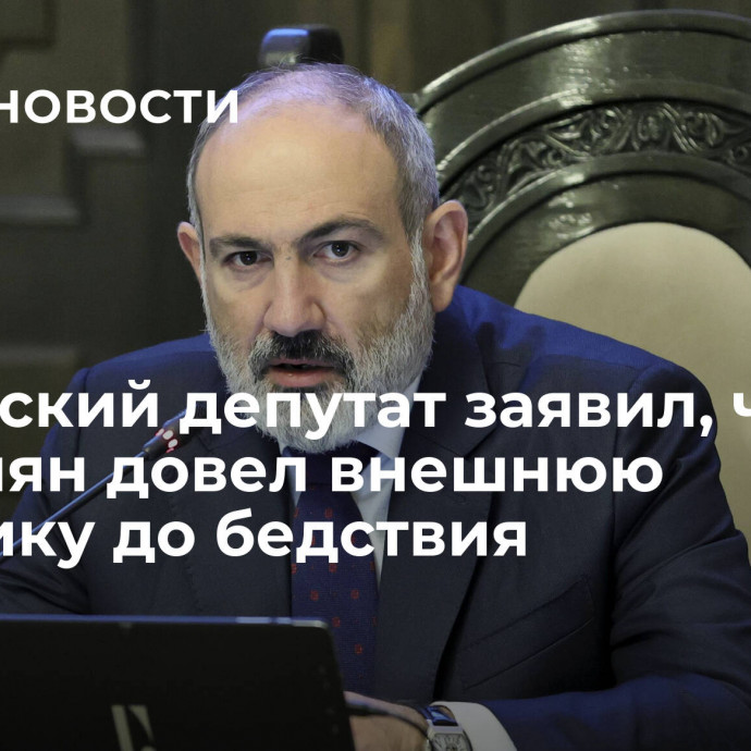 Армянский депутат заявил, что Пашинян довел внешнюю политику до бедствия