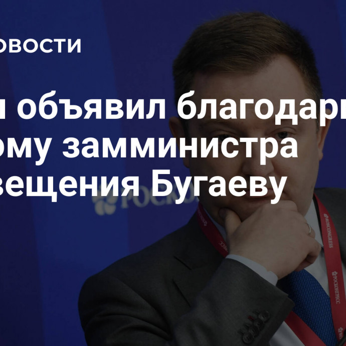 Путин объявил благодарность первому замминистра просвещения Бугаеву