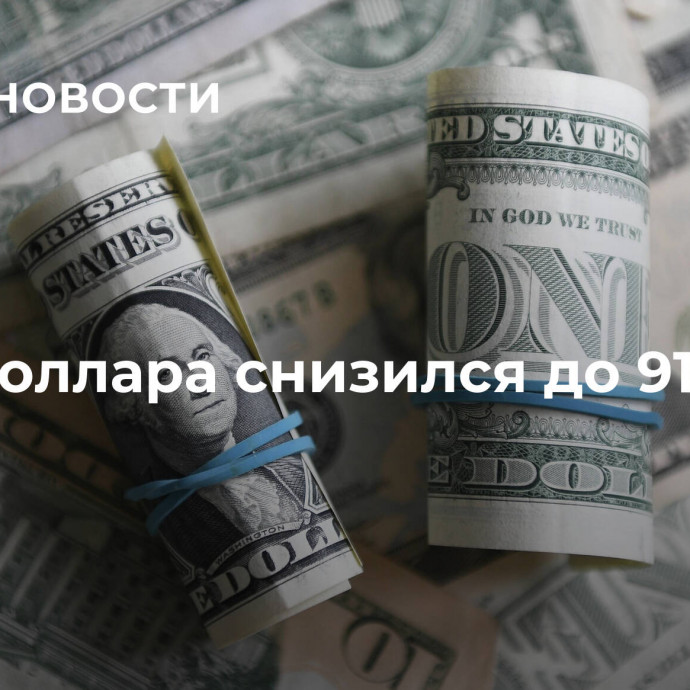 Курс доллара снизился до 91,94 рубля