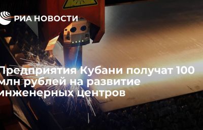 Предприятия Кубани получат 100 млн рублей на развитие инженерных центров