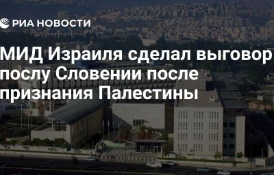 МИД Израиля сделал выговор послу Словении после признания Палестины