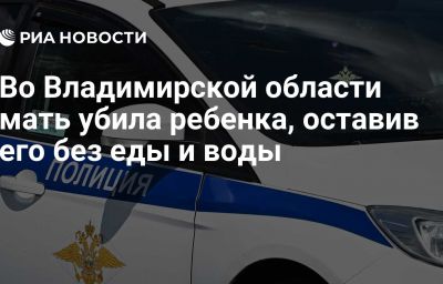 Во Владимирской области мать убила ребенка, оставив его без еды и воды