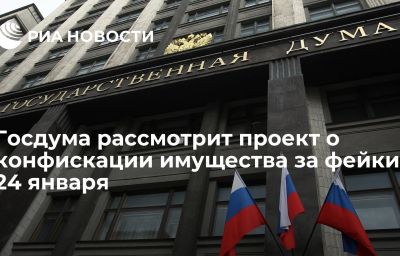 Госдума рассмотрит проект о конфискации имущества за фейки 24 января