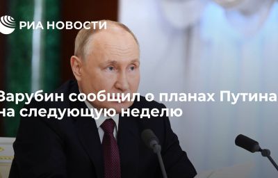 Зарубин сообщил о планах Путина на следующую неделю