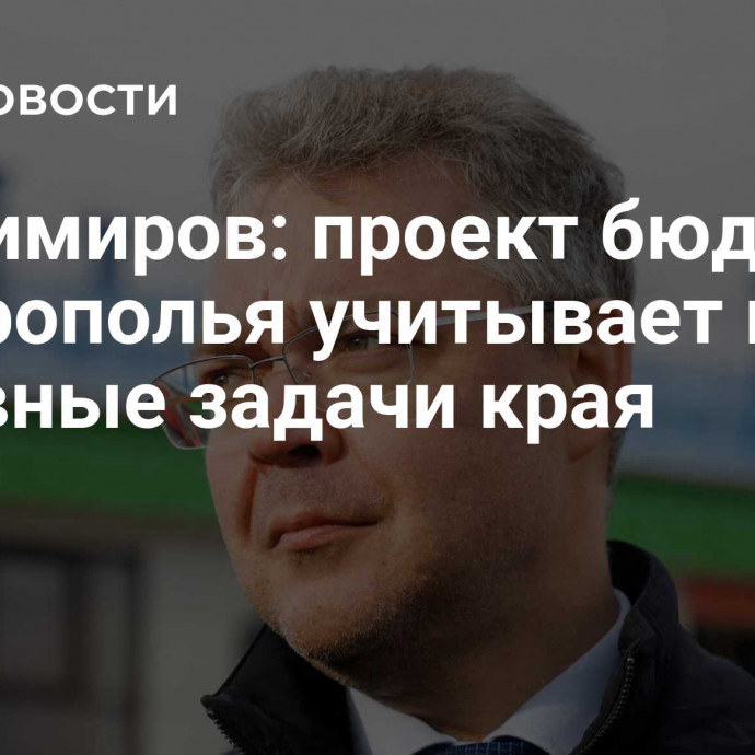 Владимиров: проект бюджета Ставрополья учитывает все основные задачи края