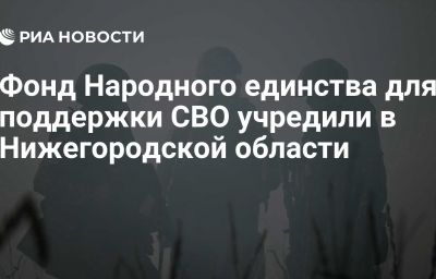 Фонд Народного единства для поддержки СВО учредили в Нижегородской области