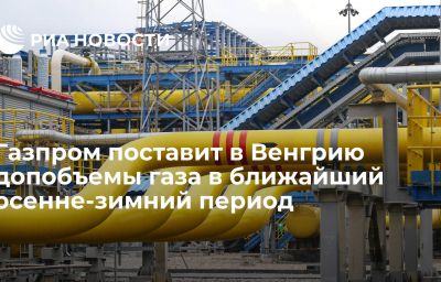 Газпром поставит в Венгрию допобъемы газа в ближайший осенне-зимний период