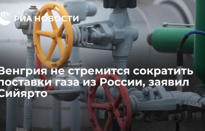 Венгрия не стремится сократить поставки газа из России, заявил Сийярто