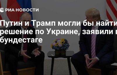 Путин и Трамп могли бы найти решение по Украине, заявили в бундестаге