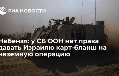 Небензя: у СБ ООН нет права давать Израилю карт-бланш на наземную операцию