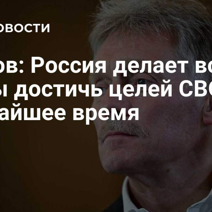 Песков: Россия делает все, чтобы достичь целей СВО в ближайшее время