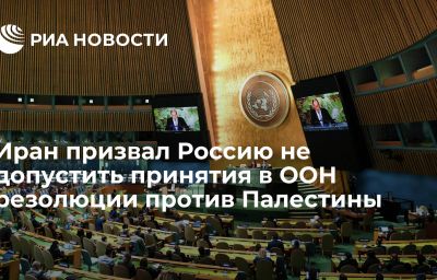 Иран призвал Россию не допустить принятия в ООН резолюции против Палестины