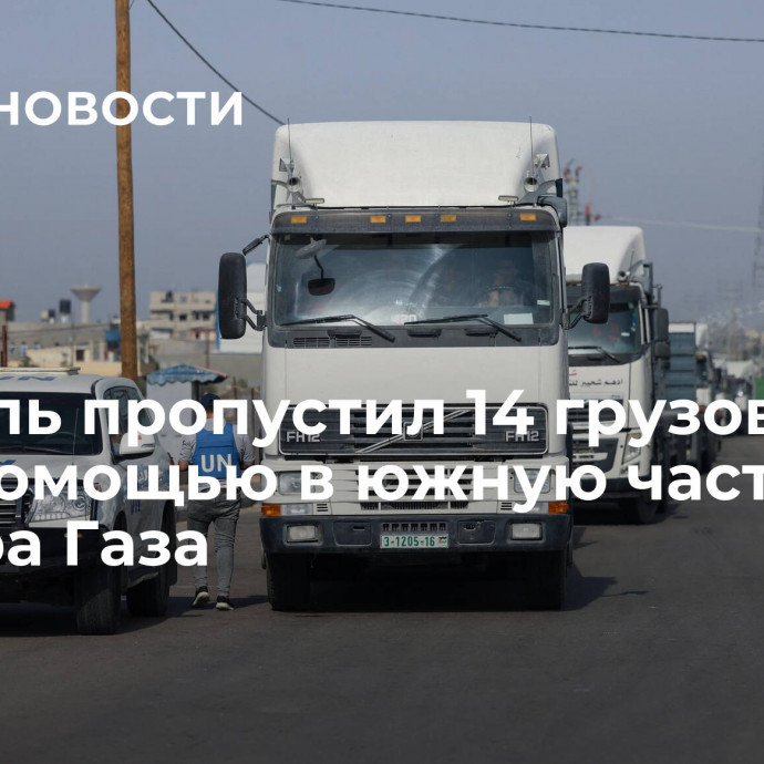 Израиль пропустил 14 грузовиков с гумпомощью в южную часть сектора Газа