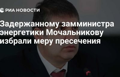 Задержанному замминистра энергетики Мочальникову избрали меру пресечения