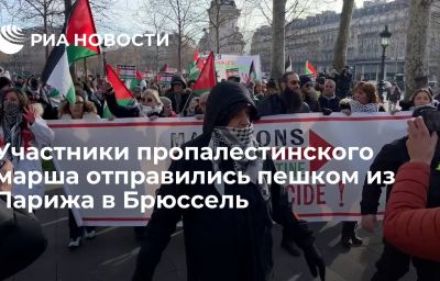 Участники пропалестинского марша отправились пешком из Парижа в Брюссель