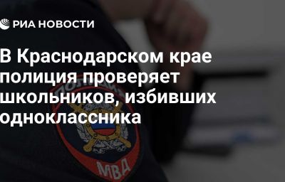 В Краснодарском крае полиция проверяет школьников, избивших одноклассника